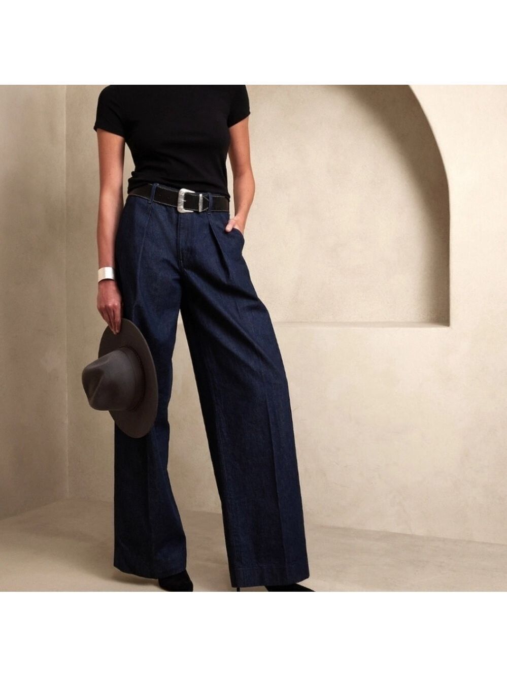 Banana Republic Dark Indigo Wide-Leg Jeans